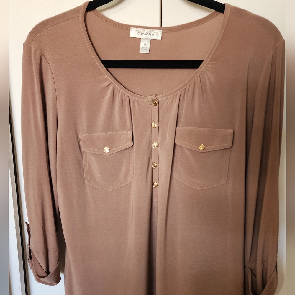 Dress Barn Brown Button-Front Blouse